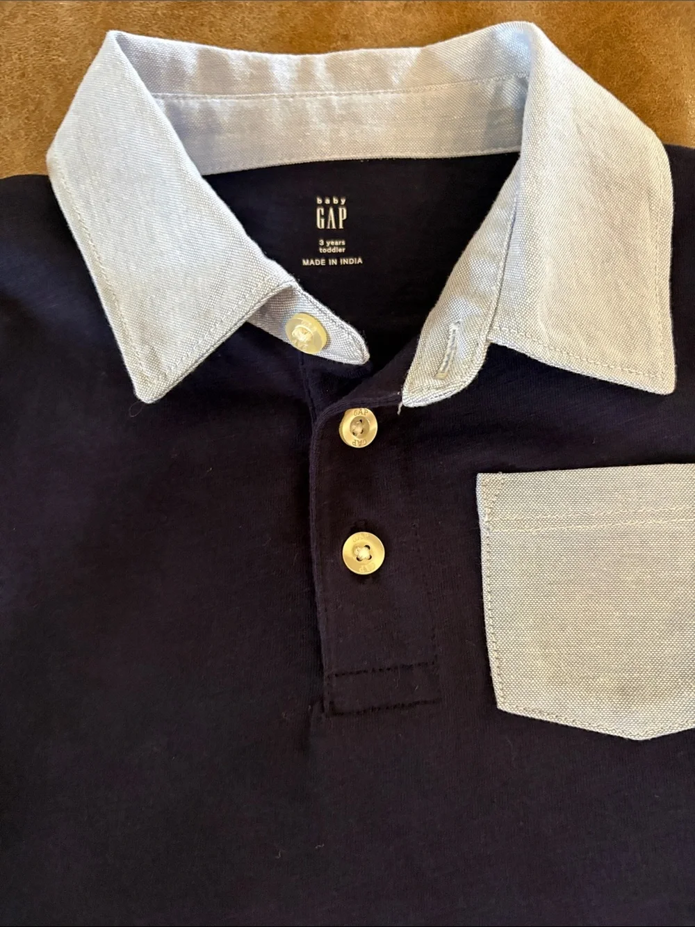 GAP Navy Polo with Light Blue Collar & Chest Pocket